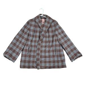 Vintage Swansdown Miron Worsted Virgin Wool Plaid Blazer Coat Womens XL